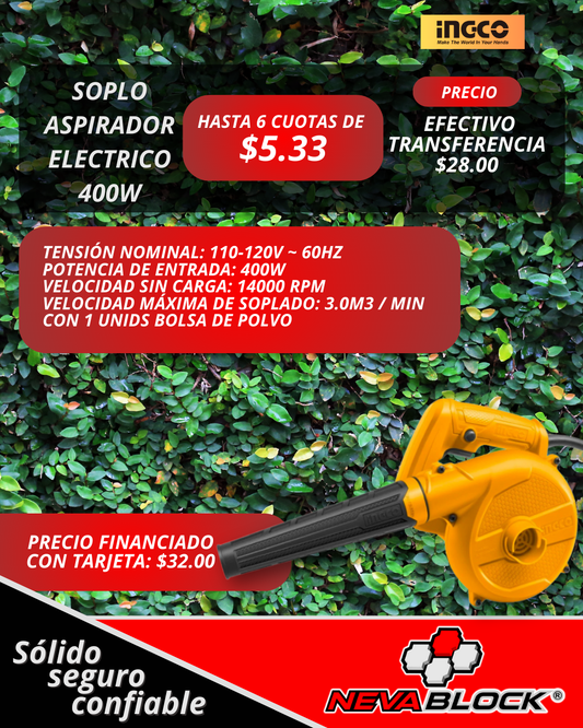 SOPLO ASPIRADOR ELECTRICO 400W